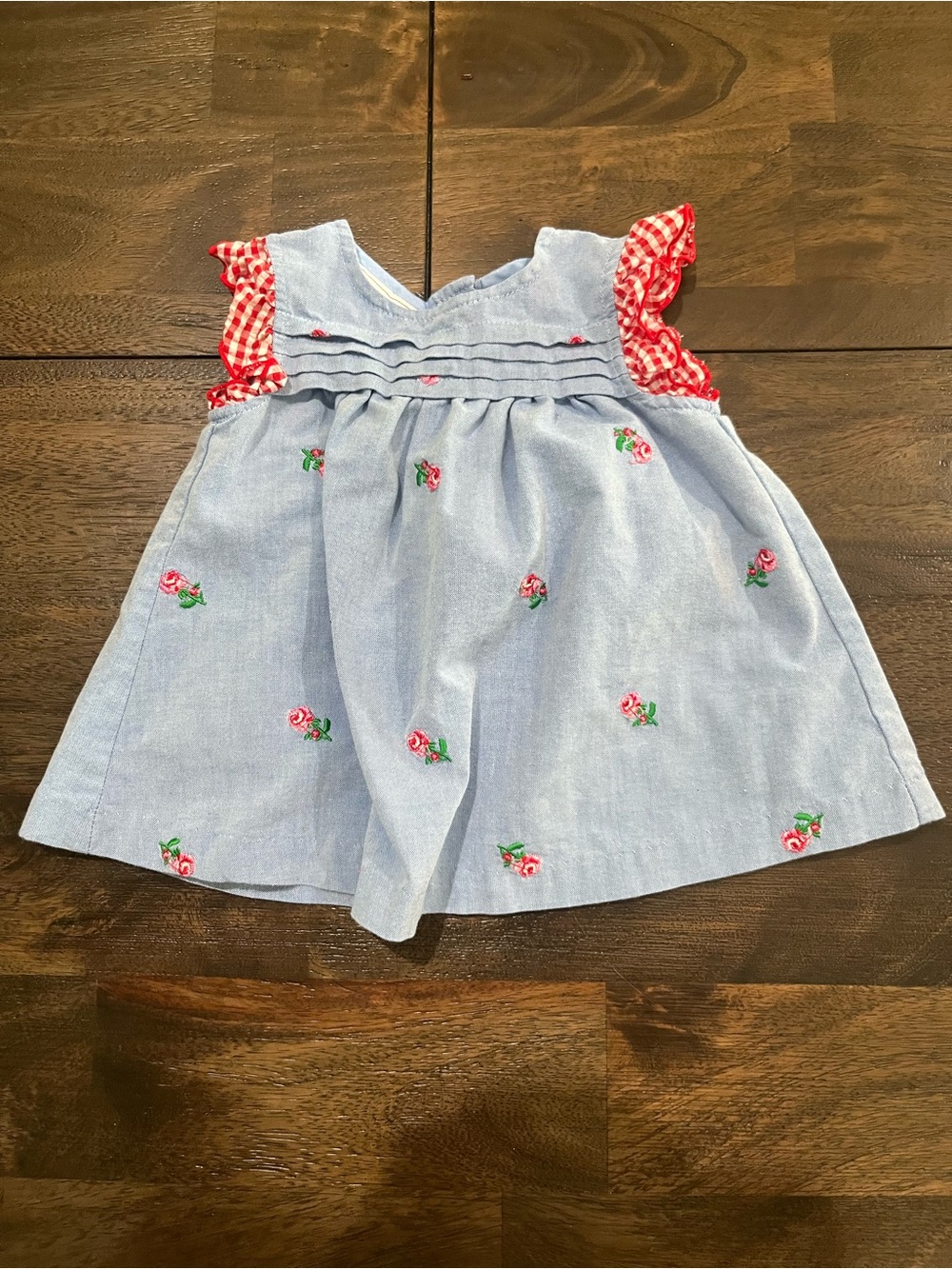 Samantha Says 6/9 6-9 6 9 months dress blue red embroidered flowers countrycore